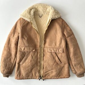 Vintage XS Shearling Coat 70s Tan Sheepskin Jacket Morlands Real Lambskin